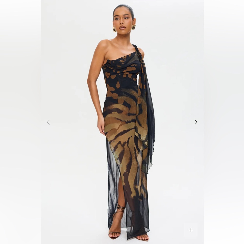 Murci SOLSTICE chiffon split hem maxi dress